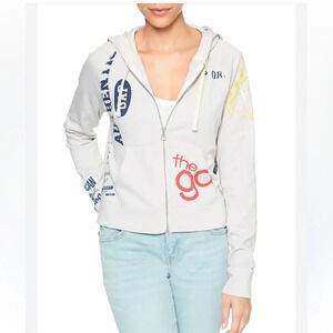 GAP Women’s Pink Graphic Logo‎ Remix Zip Fleece Hoodie Size XL